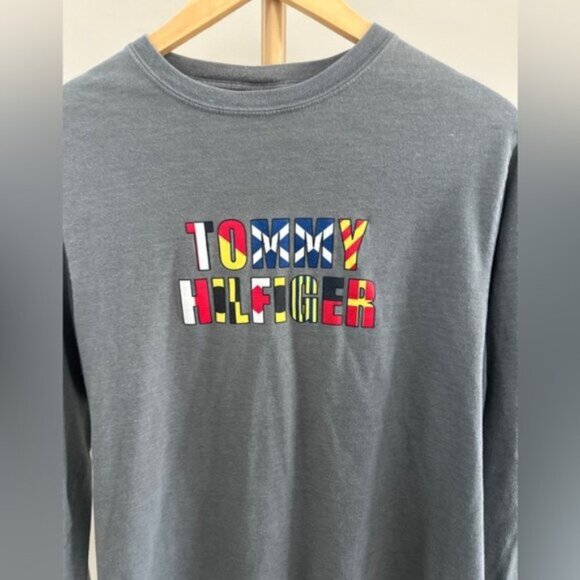 Vintage Tommy Hilfiger Flag Logo Long Sleeve T-Shirt 90s Y2K Unisex Small - Picture 2 of 5